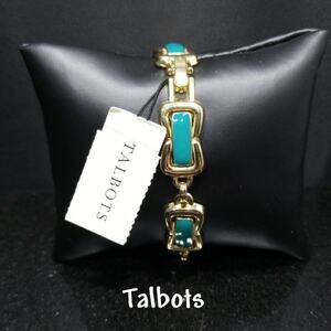 Talbot's Teal Green Enamel Gold Tone Link Bracelet, New With Tags, 7 1/4 Inches